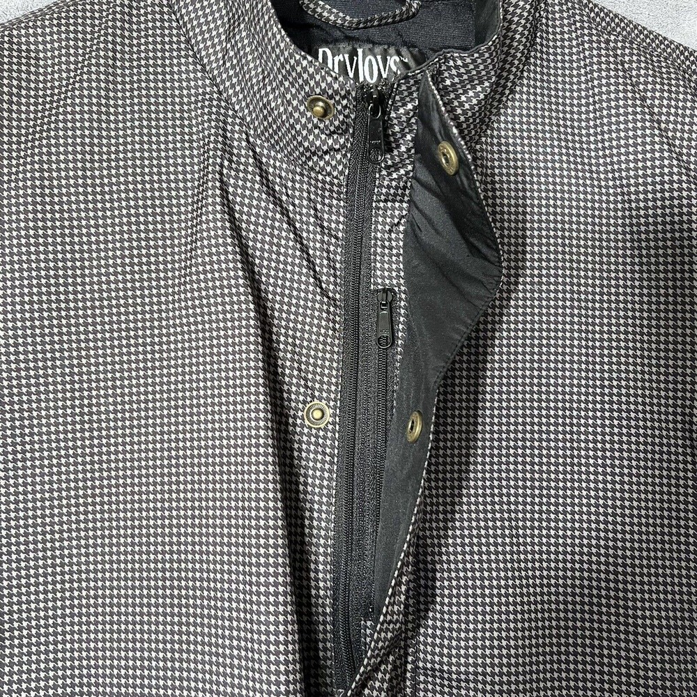 FootJoy DryJoys Mens Golf Rain Vest Large Gray Houndstooth Zip Snap Lined - Picture 10 of 12